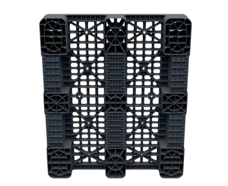 Пластиковый паллет 1200x1000x150 мм многооборотный перфорированный на 3 полозьях с бортиком